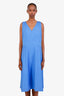 Lafayette New York Blue Cotton Criss Cross Midi Dress Size 14