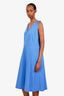 Lafayette New York Blue Cotton Criss Cross Midi Dress Size 14