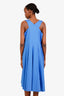 Lafayette New York Blue Cotton Criss Cross Midi Dress Size 14