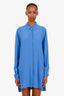 Max Mara Blue Silk Button Up Midi Dress Estimated Size M