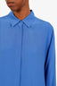 Max Mara Blue Silk Button Up Midi Dress Estimated Size M