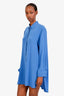 Max Mara Blue Silk Button Up Midi Dress Estimated Size M