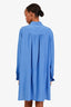 Max Mara Blue Silk Button Up Midi Dress Estimated Size M