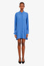 Max Mara Blue Silk Button Up Midi Dress Estimated Size M