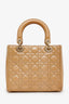 Christian Dior Beige Patent Cannage Leather Small Lady Dior With Strap