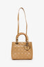 Christian Dior Beige Patent Cannage Leather Small Lady Dior With Strap