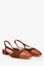 Pre-Loved Chanel™ Red/Orange Tweed Cap-Toe Slingback Flats Size 36.5