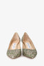Jimmy Choo Green/Silver Glittered Pointed Toe Heels Size 36