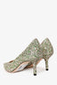 Jimmy Choo Green/Silver Glittered Pointed Toe Heels Size 36