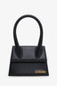 Jacquemus Black Leather 'Le Chiquito' Long Top Handle Bag