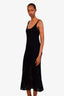 Fabiana Filippi Black Cotton Knit Crochet Long Dress With Slip Estimated Size S