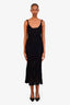 Fabiana Filippi Black Cotton Knit Crochet Long Dress With Slip Estimated Size S