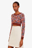 Philosophy di Lorenzo Burgundy/Floral Cotton Cropped Sweater Size 38