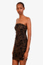 Reformation Brown Printed Strapless Mini Dress Size S