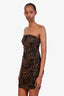 Reformation Brown Printed Strapless Mini Dress Size S