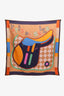 Hermès Orange/Multicolour Tapis de Selle Double Face Scarf Size 90cm