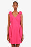 Lanvin Pink Sleeveless Rose Detailed Peplum Dress Size 40