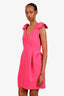Lanvin Pink Sleeveless Rose Detailed Peplum Dress Size 40