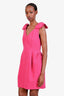 Lanvin Pink Sleeveless Rose Detailed Peplum Dress Size 40
