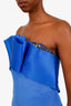 Marchesa Blue Beaded Strapless Midi Evening Gown Size 6
