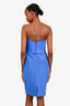 Marchesa Blue Beaded Strapless Midi Evening Gown Size 6