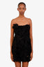 Isaac Mizrahi Black Strapless Sheer Panelled Rose Detailed Dress Size 6