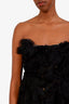Isaac Mizrahi Black Strapless Sheer Panelled Rose Detailed Dress Size 6