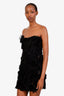 Isaac Mizrahi Black Strapless Sheer Panelled Rose Detailed Dress Size 6