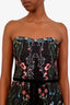 Marchesa Black Strapless Floral Beaded Velvet Detailed Midi Dress Size 8