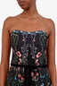 Marchesa Black Strapless Floral Beaded Velvet Detailed Midi Dress Size 8