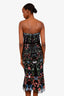 Marchesa Black Strapless Floral Beaded Velvet Detailed Midi Dress Size 8