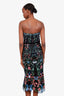 Marchesa Black Strapless Floral Beaded Velvet Detailed Midi Dress Size 8