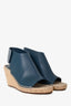 Celine by Phoebe Philo Teal Leather Espadrilles Wedge Sandals Size 38