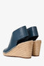 Celine by Phoebe Philo Teal Leather Espadrilles Wedge Sandals Size 38
