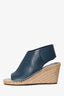 Celine by Phoebe Philo Teal Leather Espadrilles Wedge Sandals Size 38