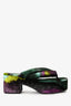 Dries Van Noten Multicolour Velvet Thong Platform Sandals Size 36