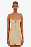Saint Laurent Beige/Multicolor Silk Floral Print Mini Dress Size 34 with Tag