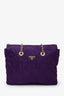 Prada Purple Nylon Quilted Chain Tote Bag