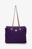 Prada Purple Nylon Quilted Chain Tote Bag