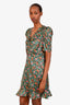 Sandro Green/Pink Embellished Floral Print Mini Dress Estimated Size S