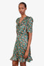 Sandro Green/Pink Embellished Floral Print Mini Dress Estimated Size S