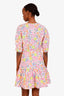 Sandro Pink Smiley Printed Linen Mini Dress Estimated Size S