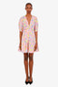 Sandro Pink Smiley Printed Linen Mini Dress Estimated Size S
