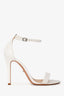 Schutz White Leather Ankle Strap Heels Size 39