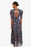 Isabel Marant Étoile Black/Multicolour Floral Print Sichelle Puff-Sleeve Midi Dress Size 38