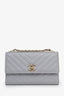 Pre-Loved Chanel™ 2018 Grey Lambskin Chevron Quilted "Trendy" Wallet on Chain