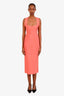 Herve Leger Orange Knit Bandage Midi Dress Size S