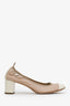 Pre-Loved Chanel™ Beige Leather Cap Toe Heels Size 38.5