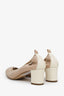 Pre-Loved Chanel™ Beige Leather Cap Toe Heels Size 38.5