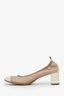 Pre-Loved Chanel™ Beige Leather Cap Toe Heels Size 38.5
